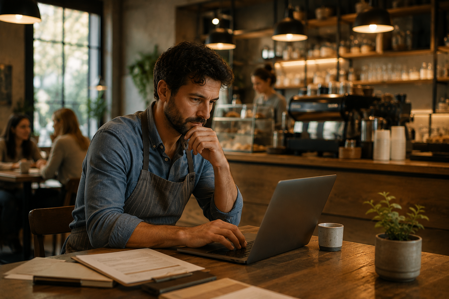 Small business owner managing music and customer experience