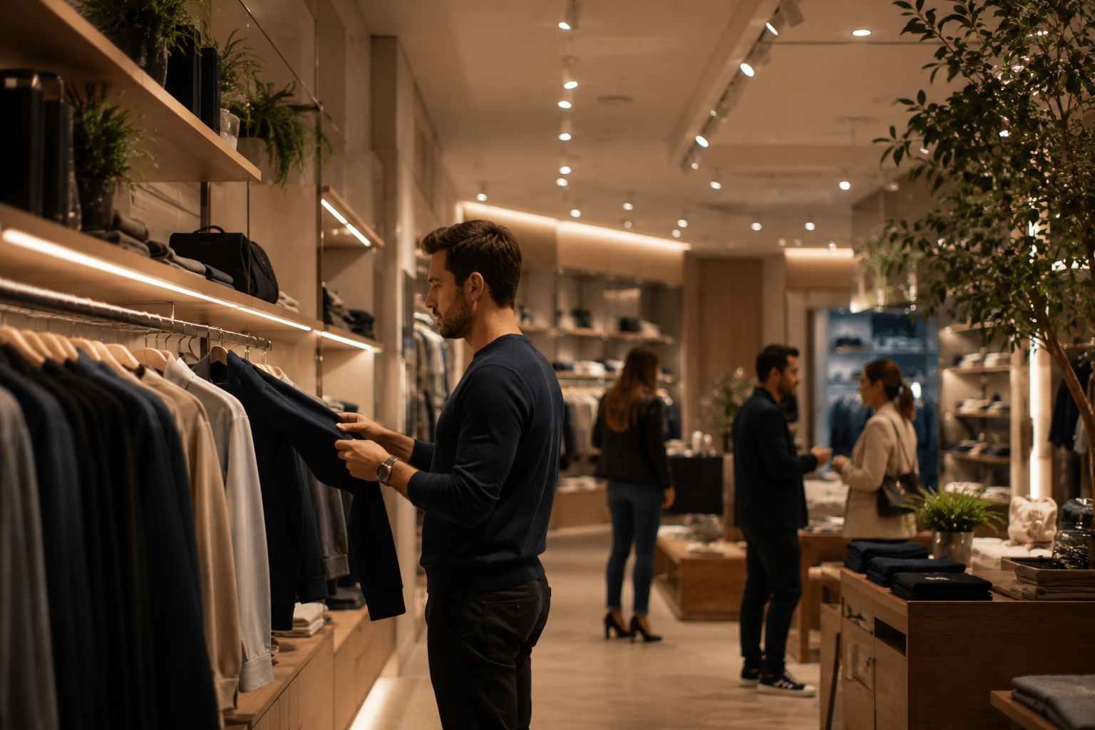 Modern commercial environment using background music for customers